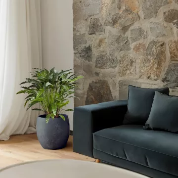 mis en situation CALATHEA artificiel 84 et 86 cm dans un salon