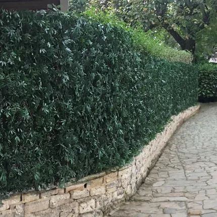 Palissade Aralia artificielle 2 m x 1 m modulable dans une allée