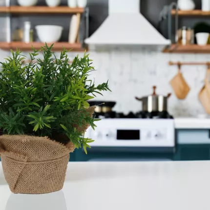 CRESS jeune pousse artificielle ou THYM artificiel en pot toile de jute 18 cm