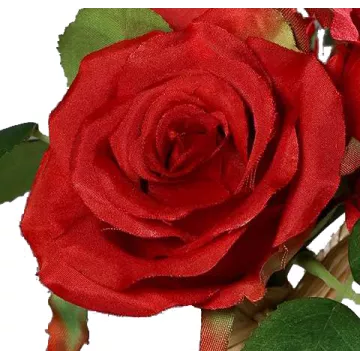 fleur Bouquet artificiel de 3 roses 18 cm rouge