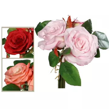 Bouquet artificiel de 3 roses 18 cm