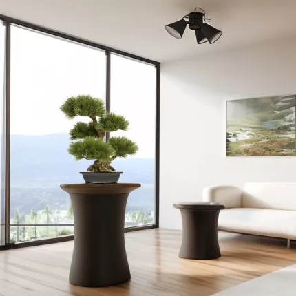 mis en situation BONSAI artificiel PIN 70 cm dans un salon moderne