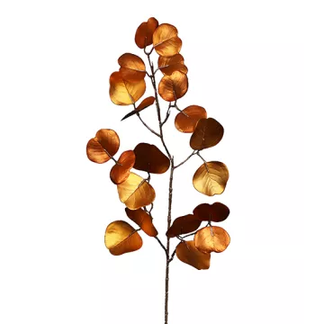Branche artificielle EUCALYPTUS or 82 cm sur fond blanc
