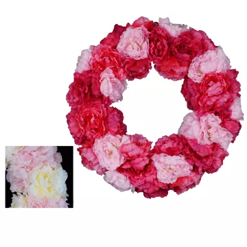couronne de PIVOINE artificielle 55 cm de diamètre