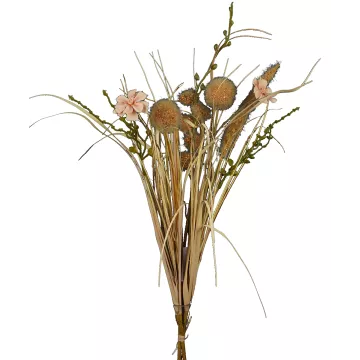 Bouquet champêtre artificiel fleurs de praire 50 cm aspect sec