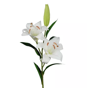 LYS artificiel blanc 2 fleurs 1 bouton 84 cm