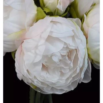 fleurs bouquet artificiel PIVOINE 32 cm blanc rosé