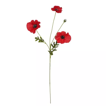 COQUELICOT artificiel 3 fleurons 65 cm