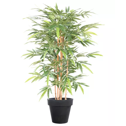 BAMBOU artificiel vert 2 tons  140 cm dans un pot de présentation