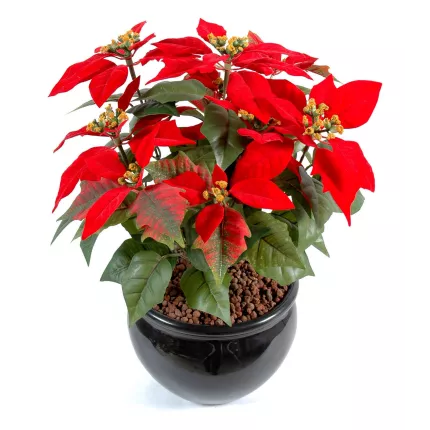 POINSETTIA artificiel (Etoile de Noël) 42 cm rouge en pot