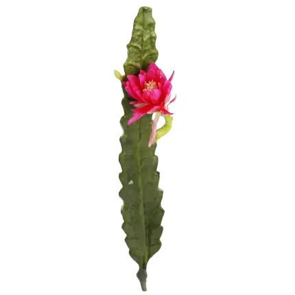 cactus cierge artificiel fleuri fushia 52 cm