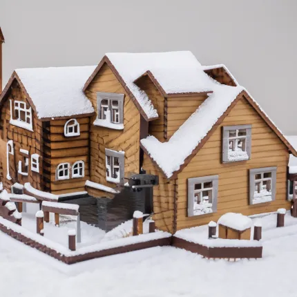 mise  en situation Neige artificielle fine 2L sur maquette maison