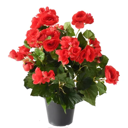 BEGONIA artificiel rouge Hauteur 40 cm en pot