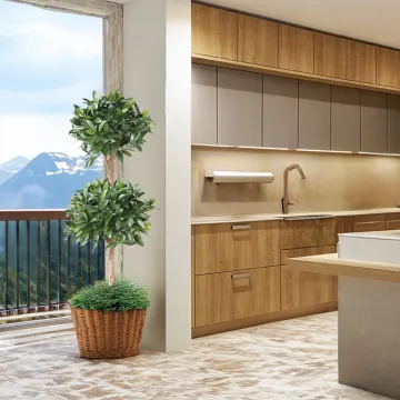 mis en situation dans une cuisine LAURIER SAUCE artificiel double boule 140 cm dans un salon