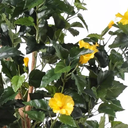 fleur et feuilles HIBISCUS artificiel 110 et 150 cm jaune