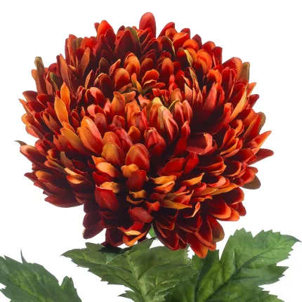 fleurs - CHRYSANTHEME pompon artificiel flamme 75 cm