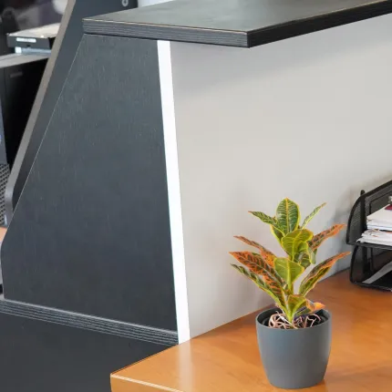 mise en situation Classico Mini  Ø 10 cm gris anthracite sur une banque dans un bureau