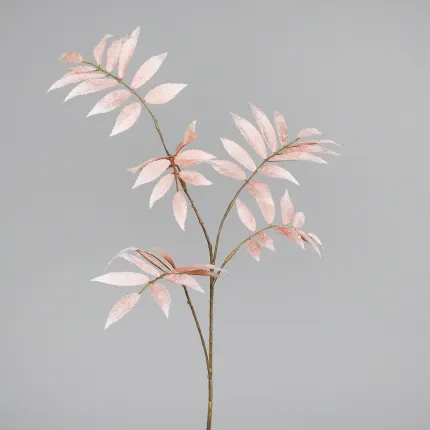 branche SUMAC AMARANTHE artificiel 82 cm pêche sur fond grris