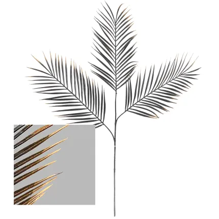 FEUILLE DE PALMIER artificiel ARECA 80 cm noir pointe or - entier