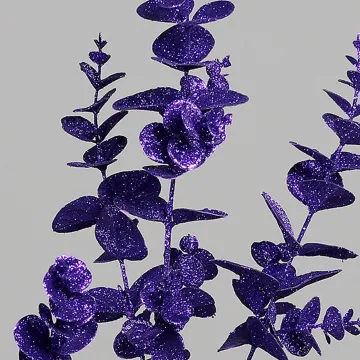 feuilles branche artificielle EUCALYPTUS 120 cm violette pailletée
