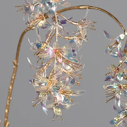 détail de la fausse fleur de la Branche LURIOSUM artificielle 85 ou 105 cm irisée nacrée