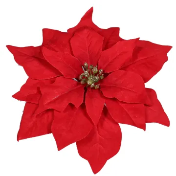 tête de POINSETTIA artificiel (Etoile de Noël)  cm sur clip boite de 4 pièces