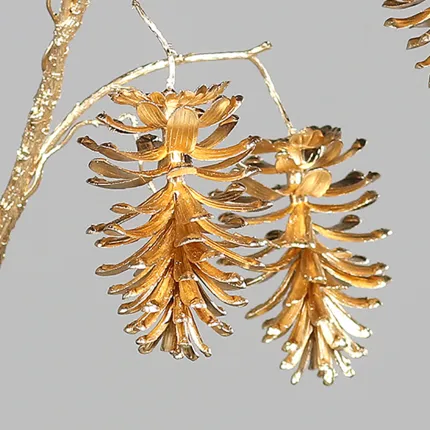 pommes de pin couleurs or de la Branche de 3 Pommes de Pïn artificielle 120 cm or