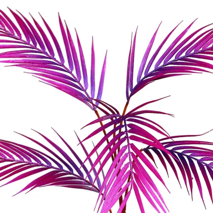 détail PALME artificielle 92 cm bicolore pailletée feuillage artificiel rose