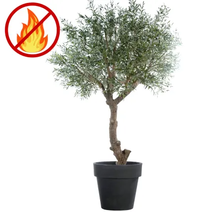 Grand olivier artificiel ignifugé H270cm présenté en pot