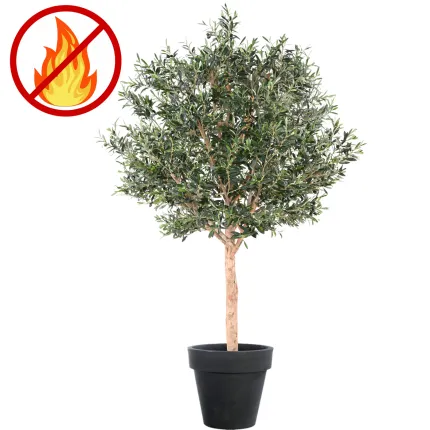 Olivier artificiel ignifugé beau volume présenté en pot