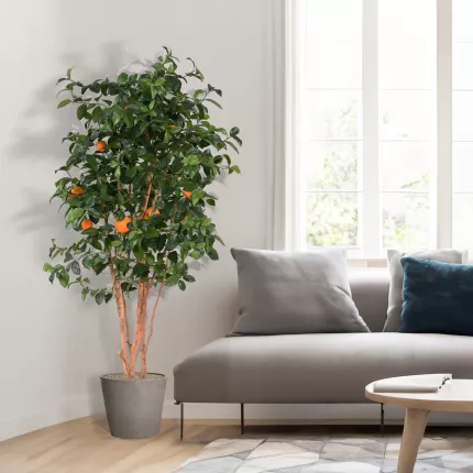 ORANGER artificiel NEW 180 cm ANTI FEU dans un salon