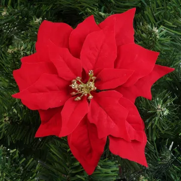 POINSETTIA artificiel (Etoile de Noël) 20 cm et sapin artificiel