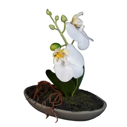 composition ORCHIDEE artificielle 18 cm blanc