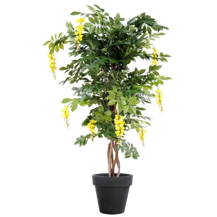 GLYCINE artificielle LIANES  new de 110 à 150 cm jaune en pot