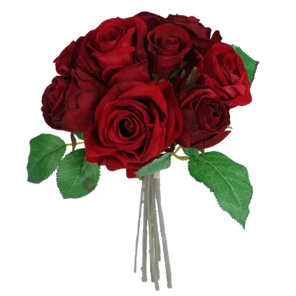 Bouquet artificiel de 8 roses 26 cm
