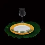 set de table feuille nénuphar artificiel diam  40 cm avec une assiette et un verre