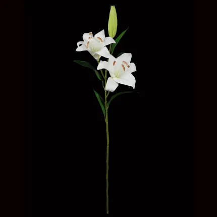 LYS artificiel blanc 2 fleurs 1 bouton 84 cm