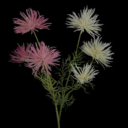 Akène d' ANEMONE artificielle 65 cm rose et crème