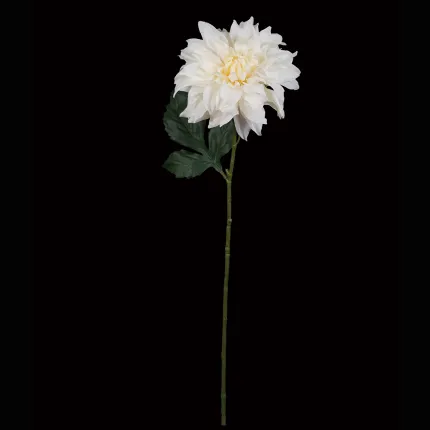 DAHLIA artificiel 60 cm blanc crème en tige