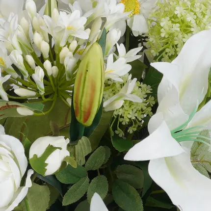 bouquet artificiel blanc 60 cm - lys et agapanthe artificiels