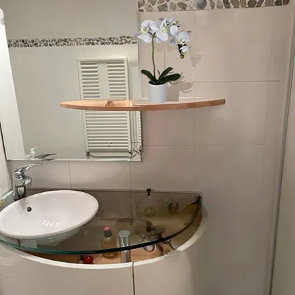 mise en situation PHALAENOPSIS artificielle en pot 39 cm dans une salle de bains