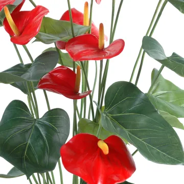 Fleurs et feuillage d'anthurium artificiel - détails