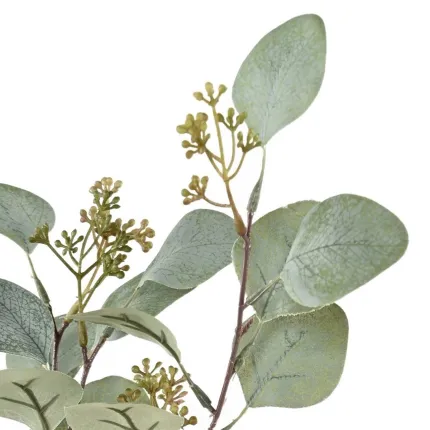 feuillage artificiel EUCALYPTUS 90 cm - feuilles et fruits détails