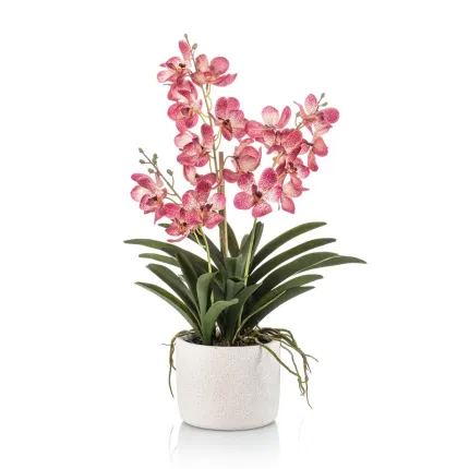 Fausse orchidée vanda rose en pot