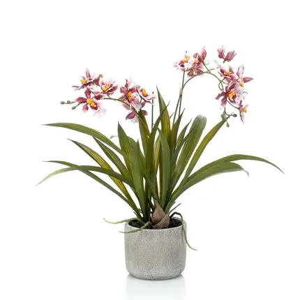 ORCHIDEE artificielle oncidium rose en pot 47 cm - vue  de face