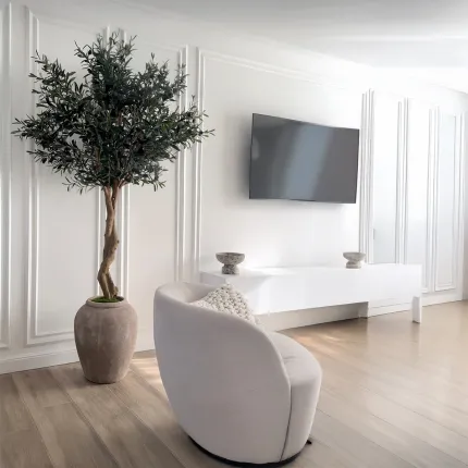 OLIVIER artificiel tronc double 200 cm - en situation dans un salon