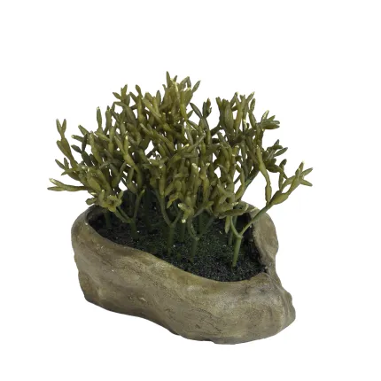 Succulente artificielle sur fausse rocaille 14 cm - crassula artificiel de profil
