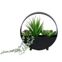 composition SUCCULENTE artificielle 20 cm dans coupe noir zinc - de face