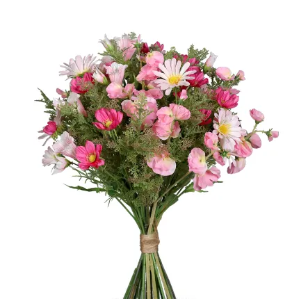 bouquet de fleurs artificielles cosmos, marguerite et pois de senteur- vue de face