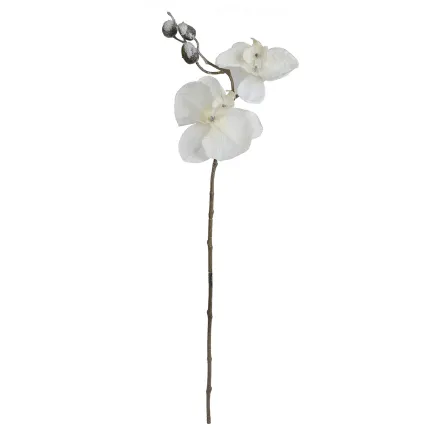 Orchidée PHALAENOPSIS artificielle givrée 72 cm en tige